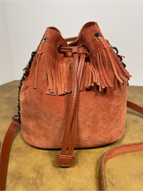 Longchamp Handbags - Longchamp Paris Rocks Velours Suede Fringe Bucket Crossbody Rust